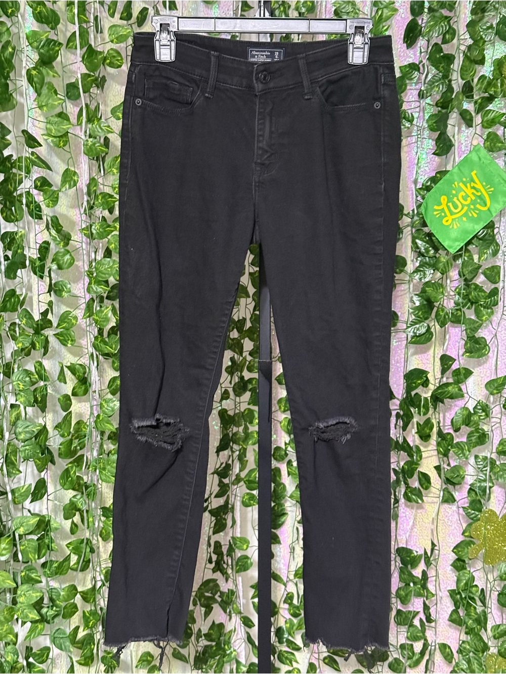 Abercrombie & Fitch High Rise Super Skinny Ankle Jean Black 25/0